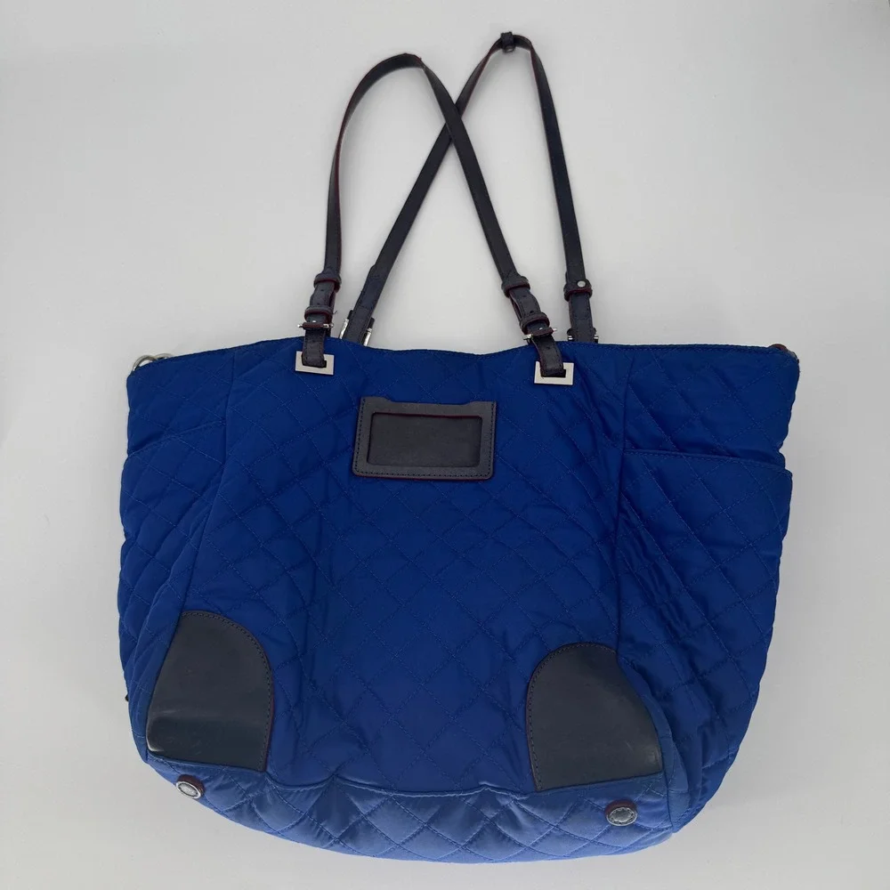 MZ Wallace‎ Tote Bag Womens Blue Quilted Nylon Large Shoulder Travel Satchel Bag